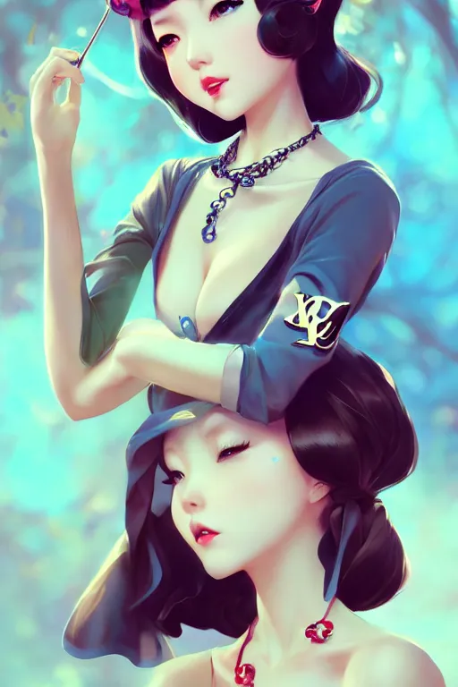 Image similar to a pin up and beautiful fashion charming dreamlke japan girl with lv jewelry, character art, art by artgerm lau and wlop and and ilya kuvshinov and john singer sargent, hyperdetailed, 8 k realistic, symmetrical, frostbite 3 engine, cryengine, dof, trending on artstation, digital art