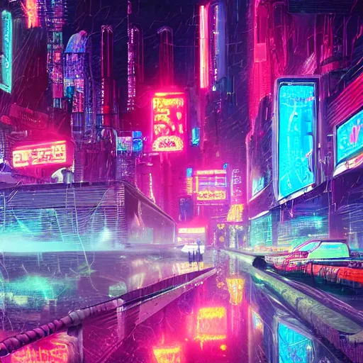 Prompt: a humongous neon city abandoned on a cyberpunk biome, digital art, wet reflections, intricate details, fantasy, hyper realism, humongous view, rtx, smooth, cinematic