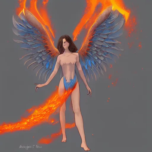 Prompt: angel with wings of fire, Artstation