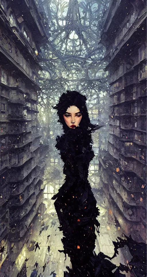 Prompt: ashes crystal, fierce, scattered, black smoke, intricate, tall windows, cast shadows, impressionistic oil painting by alexi zaitsev, malcom liepke, ilya kuvshinov, melinda matyas, victo ngai, denis sarazhin. bold brush strokes, fractal leaves, masterpiece