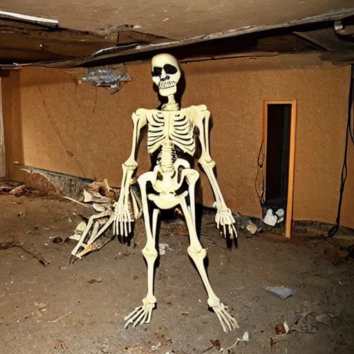 Image similar to skeleton in basement, craigslist photo