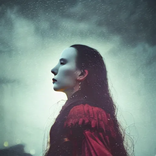 Image similar to portrait of Lady Dracula, atmospheric lighting, painted, intricate, London Dockyard, volumetric lighting, beautiful, light rain, moon light, sharp focus, ultra detailed, by Leesha Hannigan, Ross Tran, Thierry Doizon, Kai Carpenter, Ignacio Fernández Ríos, Yasumoto Oka,