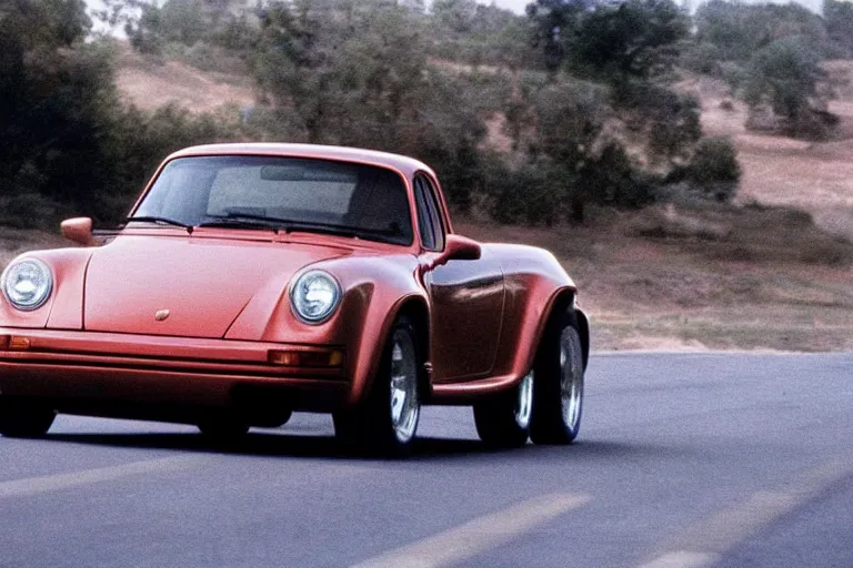 Image similar to 1975 pickup truck (((((((Porsche 959))))))) movie still, speed, cinematic Eastman 5384 film