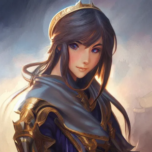 Prompt: Closeup of Lucina from Fire Emblem, D&D, fantasy, intricate, elegant, highly detailed, digital painting, artstation, concept art, matte, sharp focus, illustration, hearthstone, art by Artgerm and Greg Rutkowski and Alphonse Mucha