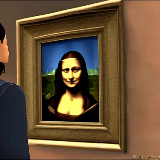 Prompt: a portrait of Mona Lisa in GTAV