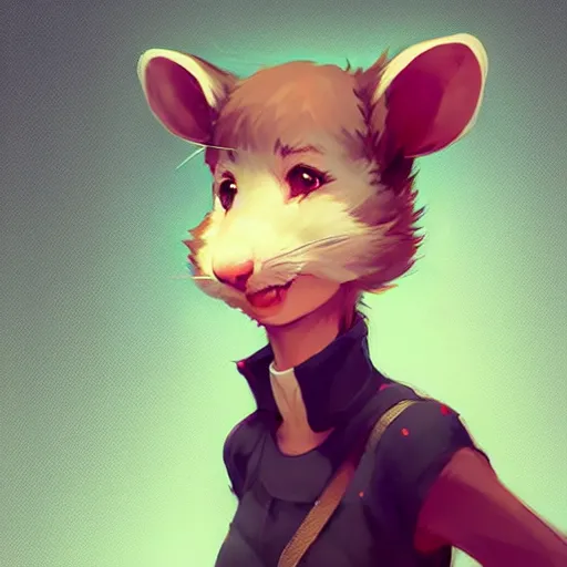 Image similar to character design portrait of a cute anthropomorphic furry rat girl with rat ears, looking at the camera, smiling, 4 k, concept art, by wlop, ilya kuvshinov, artgerm, krenz cushart, pixiv.