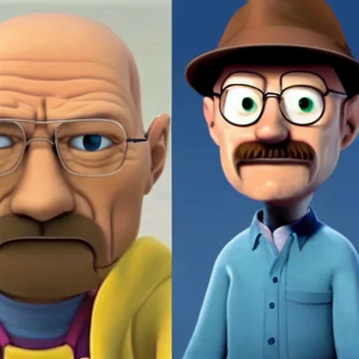 Image similar to walter white as a pixar character