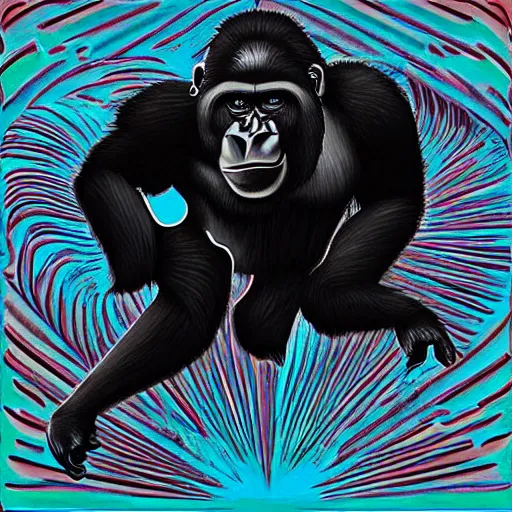 Image similar to gorilla falling from heaven, in the style of nails you will never be one of us album cover