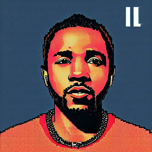 Image similar to pixel art of kendrick lamar