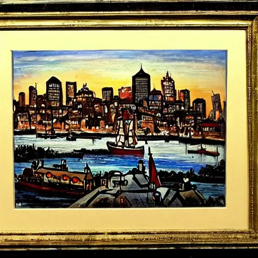 Image similar to painting of boston by michel delacroix, very detailed, high quality