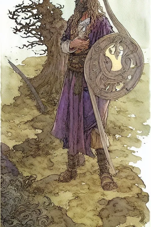 Prompt: a simple and atmospheric watercolour fantasy character concept art painting of a viking fairytale, very muted colors, by rebecca guay, michael kaluta, charles vess and jean moebius giraud