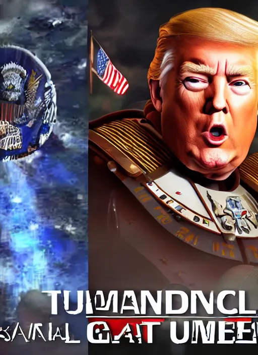 Image similar to donald trump is a space marine, unreal engine 5