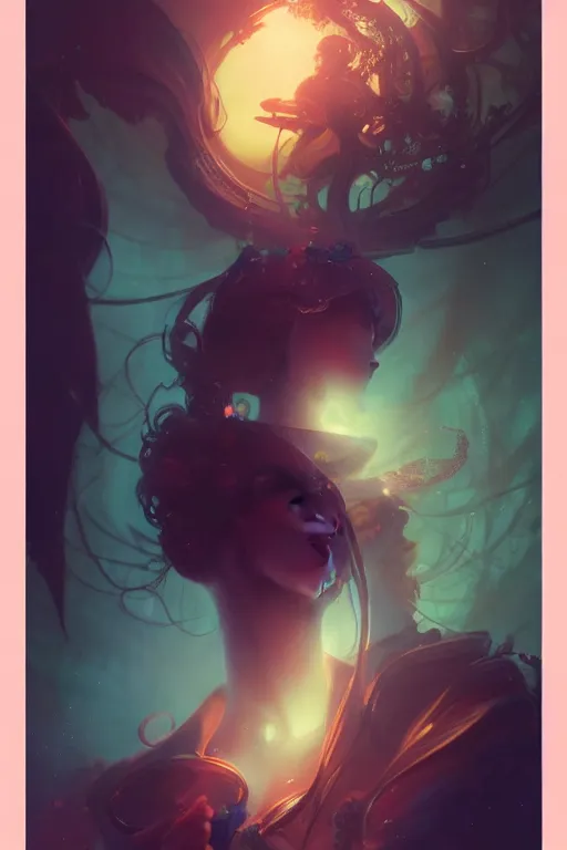 Prompt: Princess Peachi, portrait, illustrated by Greg Rutkowski and Gaston Bussiere, 35mm lens, beautiful macro close-up imagery, vibrantly lush neon lighting, beautiful volumetric-lighting-style atmosphere, a futuristic atmosphere, intricate, detailed, photorealistic imagery, trending on artstation, 4k, 8k