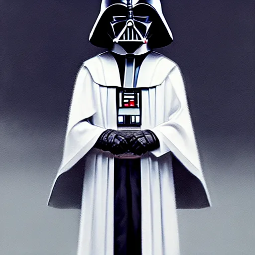 Prompt: darth vader in his first communion, art by greg rutkowski, intricate, elegant, highly detailed, smooth, sharp focus, artstation
