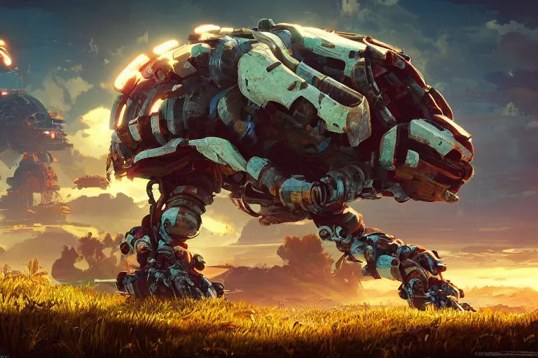 Image similar to shellsnapper machine mecanical creature robot of horizon forbidden west horizon zero dawn radiating a glowing aura global illumination ray tracing hdr fanart arstation by ian pesty and alena aenami artworks in 4 k