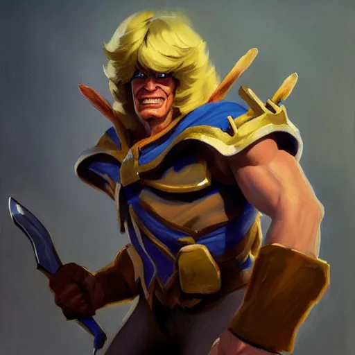 Prompt: greg manchess portrait painting of astonishing he - man the master of the universe as overwatch character, medium shot, asymmetrical, profile picture, organic painting, sunny day, matte painting, bold shapes, hard edges, street art, trending on artstation, by huang guangjian, gil elvgren, ruan jia, greg rutkowski, gaston bussiere