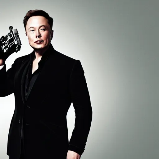 Image similar to elon musk as if he were the villain in a james bond movie.