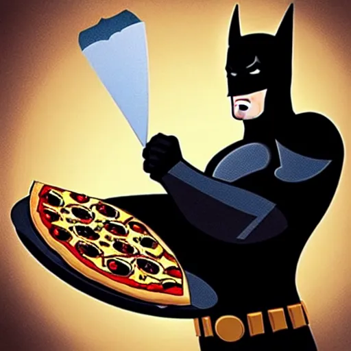 Image similar to batman caught eating a pizza,photorealistic,trending on instagram,detailed face