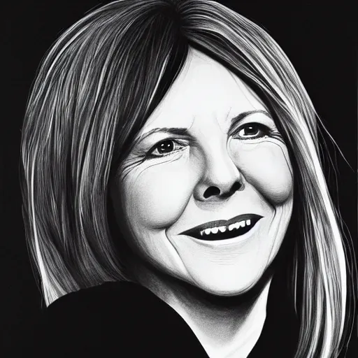 Image similar to stuckism black detailed portrait of diane keaton