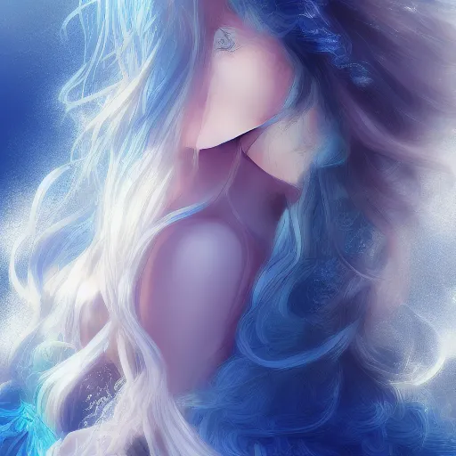 Prompt: advanced digital anime art, a very cute and gorgeous woman wearing a dress made of water , full body, very long wavy azure blue hair, braided hair, white highlights in hair, azure blue watery eyes, full round face, japanese beautiful cute young J-Pop idol actress girl face, cinematic lighting, mid-shot, highly intricately detailed, trending on pixiv, Artstation, DeviantArt, NicoVideo, Steven Artgerm Lau, WLOP, RossDraws, RuanJia, James Jean, Andrei Riabovitchev, Totorrl, Marc Simonetti, Visual Key, and Sakimichan