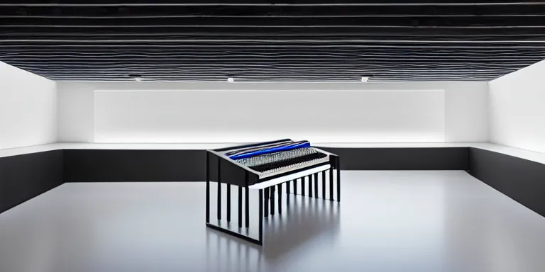 Prompt: dezeen showroom , minimalissimo, archdaily, , teenage engineering moad, mother of all decks, product design concept,product shot of moog melotron synthesizer with dichroic glass designed by java architecture, jony ive, dieter rams, 8k, highly detailed photo