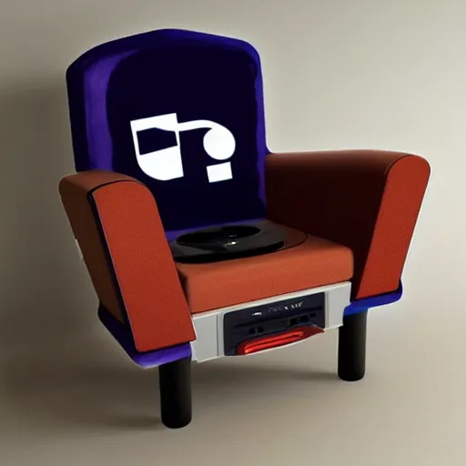 Prompt: an armchair in the style of PlayStation 5!!!