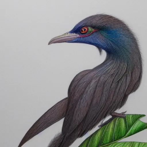 Prompt: a realistic coloured pencil drawing of a quetzal, realistic graphite, highly detailed, artstation, fine art, white background