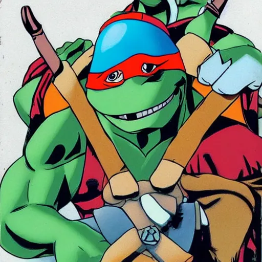 Image similar to johny depp as turtle in nineties teenage mutant ninja turtles tv show, cartoon