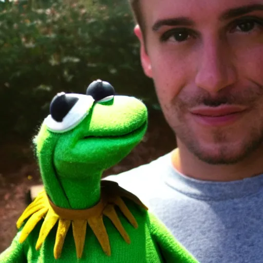 Image similar to portrait of jordan petersen as kermit the frog