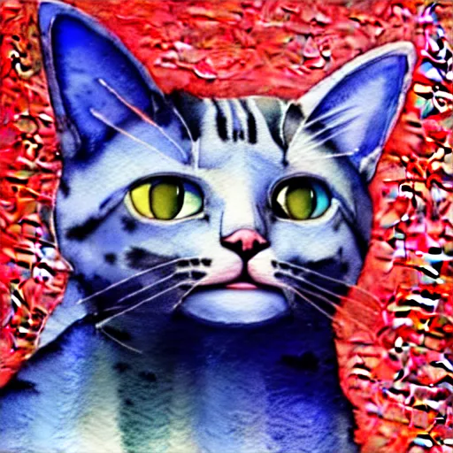 Image similar to A watercolor art of 3d render cat by Taida Balčiūnienė, 4k resolution, hugh detailed