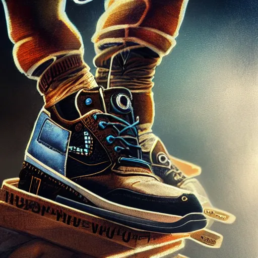 Image similar to hip - hop sneaker concept art, steampunk, sharp focus, illustration, concept art by tooth wu