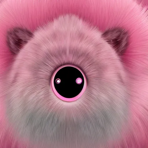 Image similar to pink ball of fluffy fur with cute small eyes, digital art, detailed fur, adorable,
