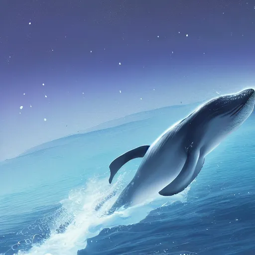 Prompt: a whale in the star ocean, by artem chebokha, digital 2 d paiting, 8 k