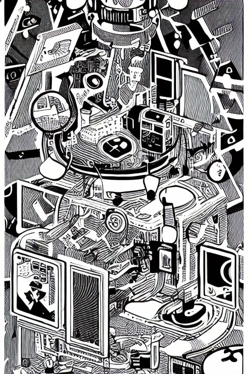 Prompt: mcbess illustration of the inside of an AI mind
