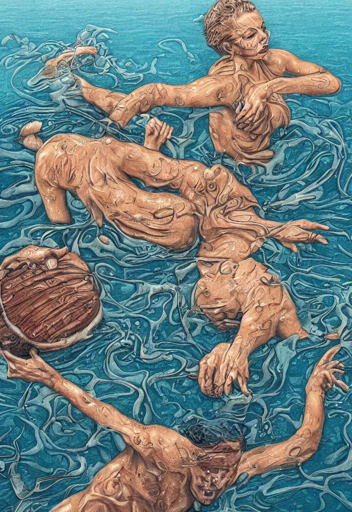 Image similar to highly detailed surrealist art about drowning slowly