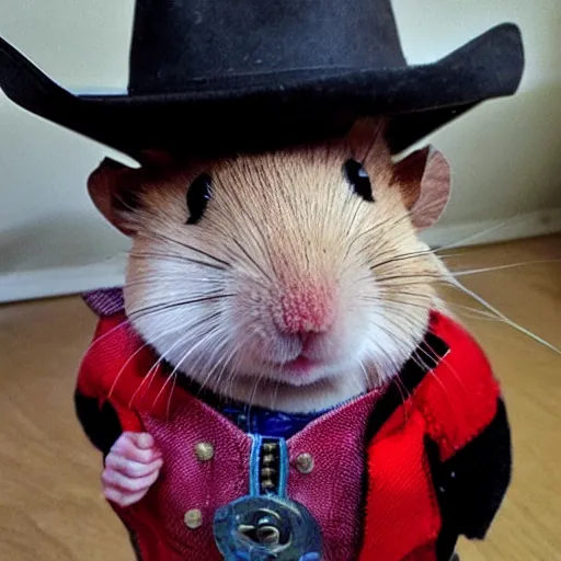 Prompt: hamster dressed as cowboy