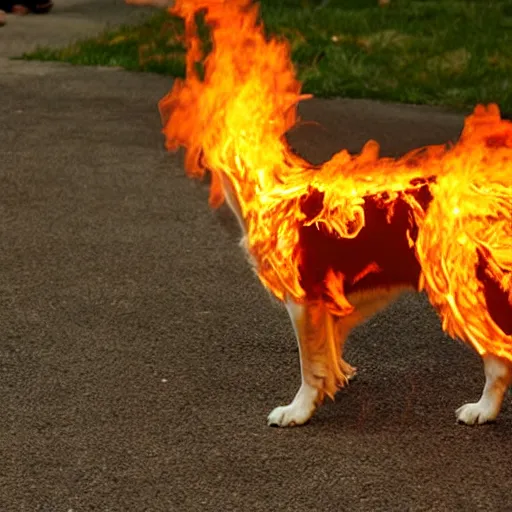 Prompt: dog that has fire breath