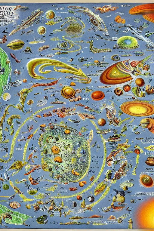 Prompt: a map of another galaxy, in the style of the codex seraphinianus