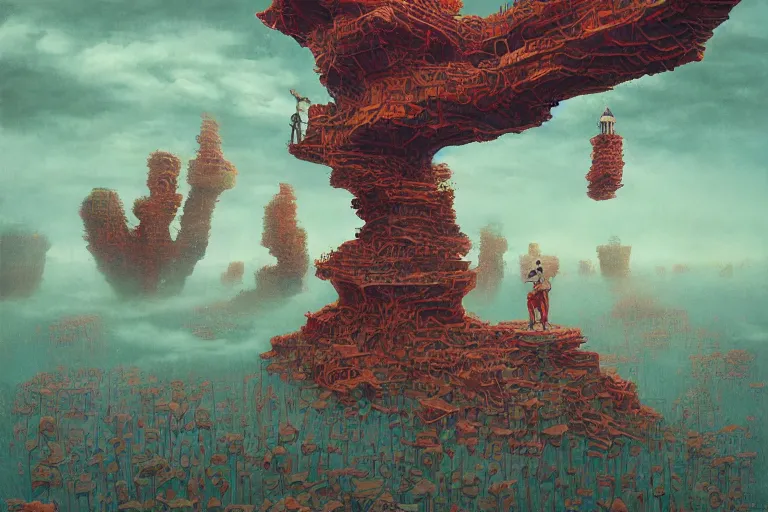 Image similar to a strange, fantastical dreamscape | | organic painting by jakub gazmercik, max masnyy, jakub gazmercik, beeple, patrick faulwetter, heavenlydaemonic, and mc escher, surrealism, trending on artstation