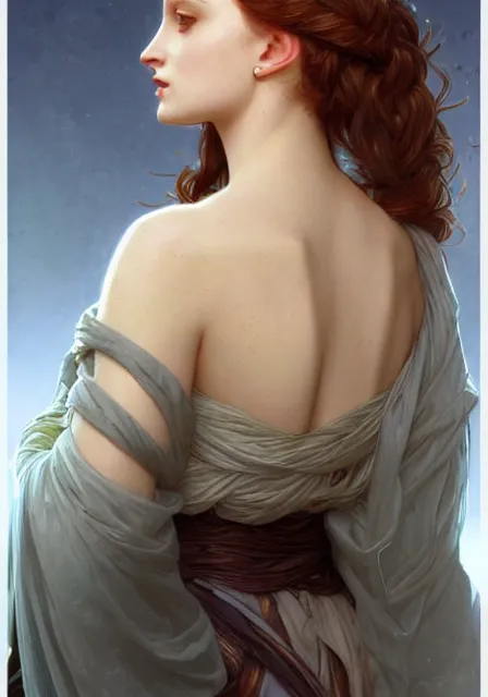 Image similar to sansa angeline jolie, intricate, elegant, highly detailed, digital painting, artstation, concept art, smooth, sharp focus, illustration, art by artgerm and greg rutkowski and alphonse mucha and william - adolphe bouguereau