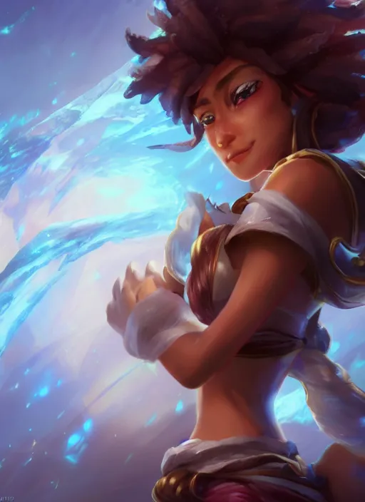 Image similar to taliyah, from league of legends, au naturel, meztelen, fighting, termeszetes, hyper detailed, digital art, trending in artstation, cinematic lighting, studio quality, smooth render, unreal engine 5 rendered, octane rendered, art style by klimt and nixeu and ian sprigger and wlop and krenz cushart