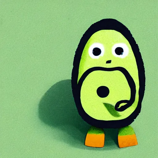 Image similar to an avocado with arms and legs wearing a starfleet uniform