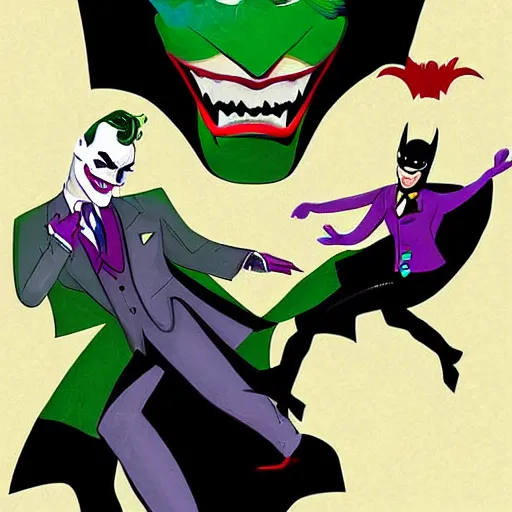 Image similar to batman dancing with the joker, highly detailed, digital art