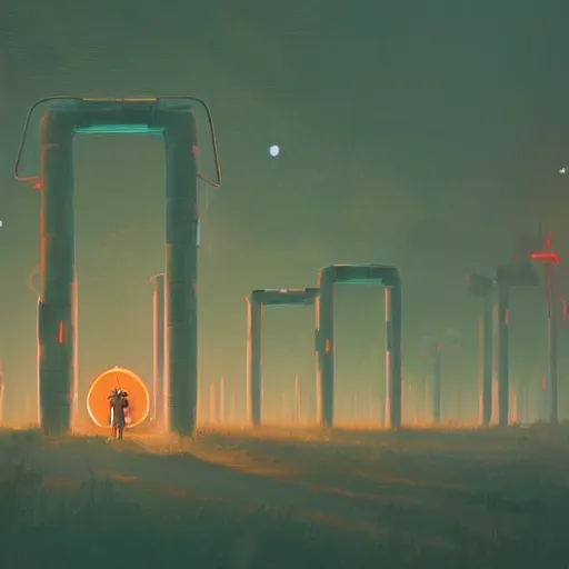 Prompt: “Portal to another world by Simon Stalenhag, 8k, highly detailed, trending on artstation”