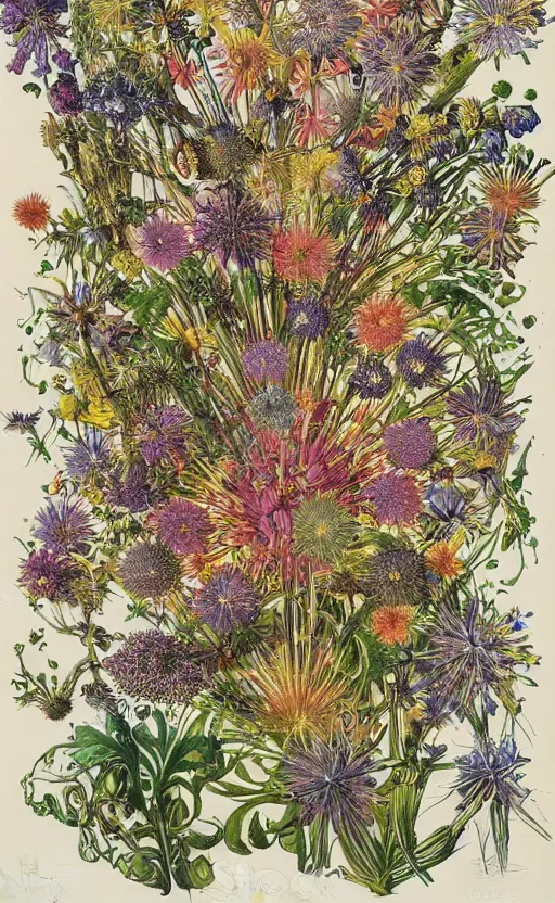 Image similar to scanned flowers as fireworks illustration of Kunstformen der Natur (Art forms in Nature) by Ernst Haeckel 1899