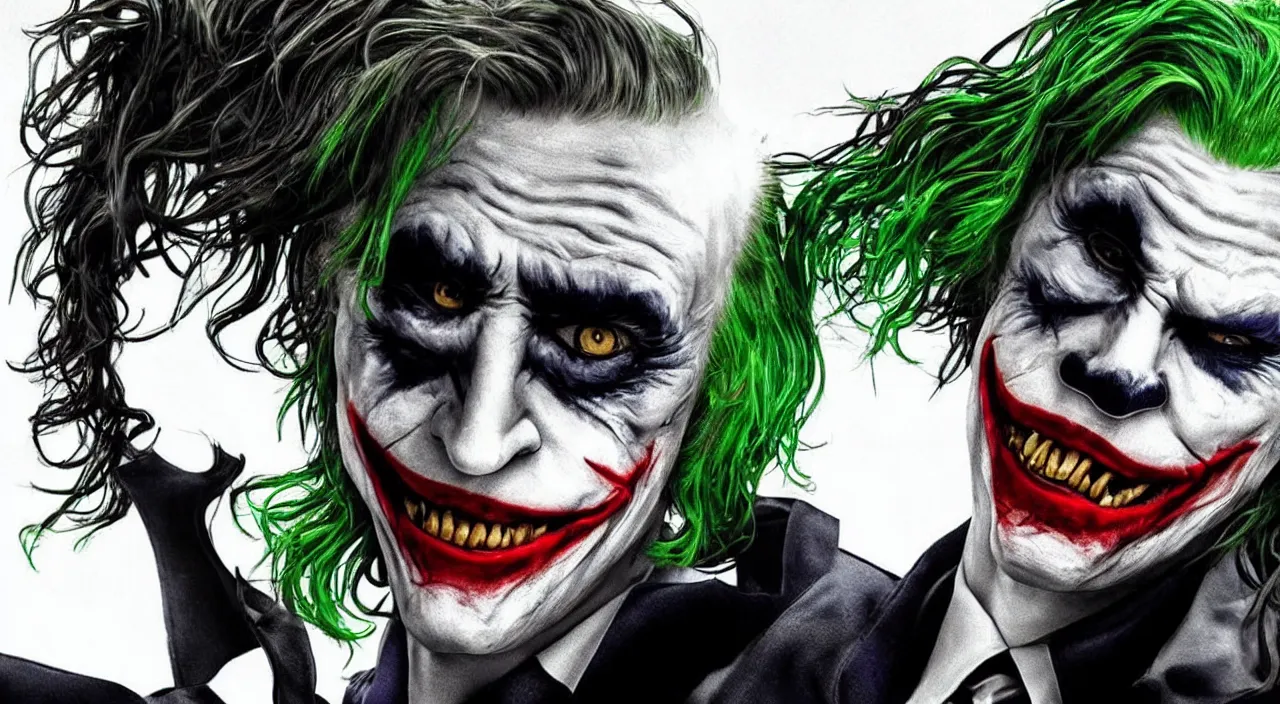 Prompt: The Joker as Batman, realistic, photo
