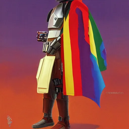 Prompt: the mandalorian's cape is a rainbow pride flag by ilya kuvshinov katsuhiro otomo