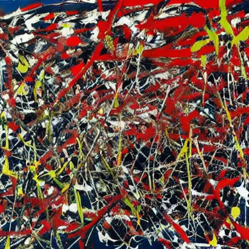 Image similar to jackson pollock painting, where is wally