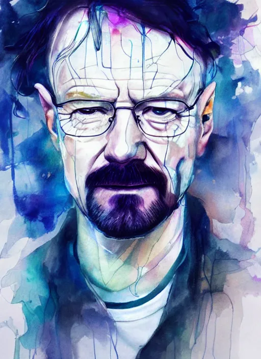 Image similar to walter white by agnes cecile, luminous design, pastel colours, ink drips, autumn lights