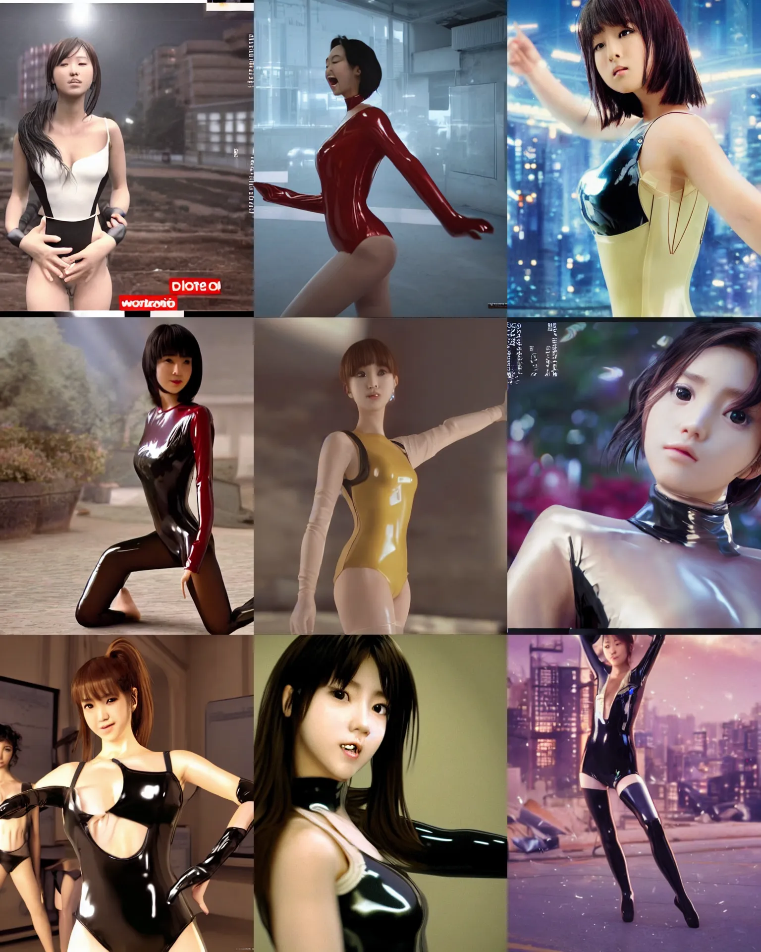 Prompt: Worksafe,clothed.1990s,unbelievably beautiful,perfect,dynamic,epic,cinematic videogame CG cutscene of a close-up beautiful cute young J-Pop idol actress girl in latex leotard,expressing joy.By a Iranian movie director.Motion,VFX,Inspirational arthouse,high budget,hollywood style,at Behance,at Netflix,Instagram filters,Photoshop,Adobe Lightroom,Adobe After Effects,taken with polaroid kodak portra